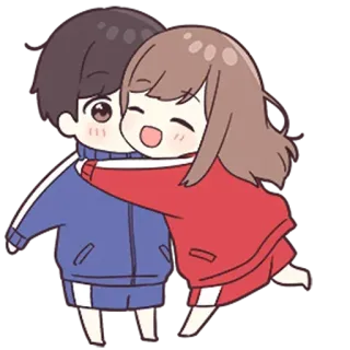 ❤ abraço, casal, amor, desenho animado, amizade, fofo, afeição whatsapp sticker