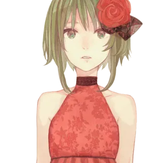 😧 Anime, Mädchen, Rot, Rose, Kleid, Porträt telegram sticker