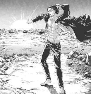 🖤 Eren Yeager Attack on Titan エレン・イェーガー, 進撃の巨人, アニメ, マンガ telegram sticker