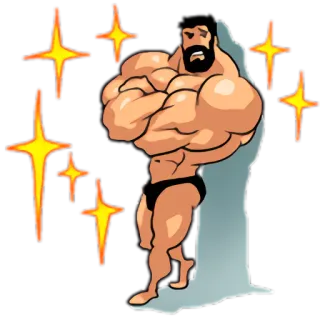 ✨ mięsień, kulturysta, fitness, mężczyzna, kreskówka, siła telegram sticker