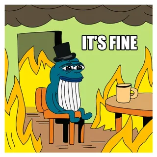 😭 It's fine Мем, Интернет-мем, Всё нормально, Огонь, Мультфильм, Цифровое искусство, Юмор whatsapp sticker