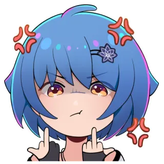 🖕 Anime, Dibujos animados, Emoji, Sticker, Dedo corazón, Enojado whatsapp sticker