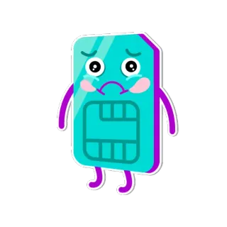😔 kartu SIM, sedih, menangis, kartun whatsapp sticker