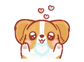 ❤️ собака, щенок, мультфильм, кавай, милый, животное, сердечки telegram sticker