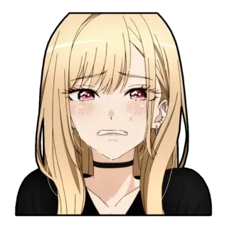 😭 Marin Kitagawa My Dress-Up Darling อนิเมะ, ผู้หญิง, ร้องไห้, เศร้า, ผมบลอนด์, ตัวละคร, มาริน คิตากาวะ, My Dress-Up Darling telegram sticker