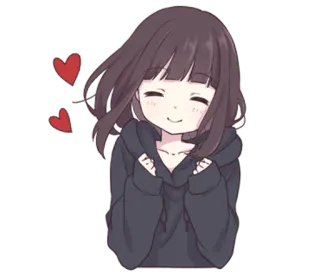 💚 menina anime, fofo, corações, desenho animado, feliz, chibi telegram sticker