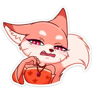 😔 лиса, животное, мультфильм, наклейка, милый, антропоморфный telegram sticker