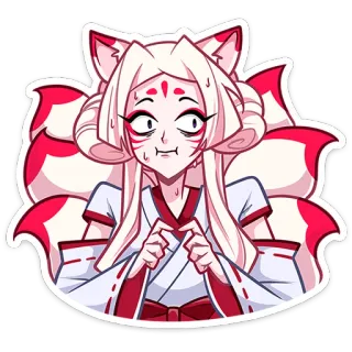 😬 Anime, Fille renard, Kitsune, Mignon, Manga, Kawaii telegram sticker