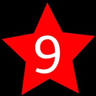 9⃣ 9 nomor, bintang, merah, putih, simbol telegram sticker