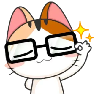 🤓 猫, メガネ, かわいい, 動物, キラキラ telegram sticker
