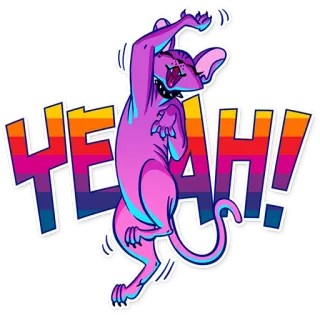 🎉 YEAH! celebration, cheer, enthusiasm, positive, fun, cat, naked mole rat telegram sticker