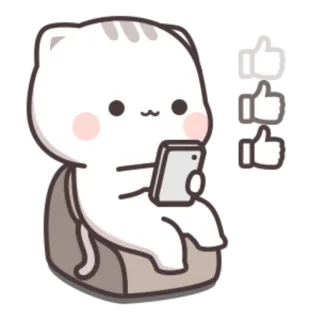 📱 kot, słodki, zwierzę, polubienie, kciuk w górę, telefon, media społecznościowe telegram sticker