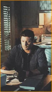 🎈 Dean Winchester Supernatural Dean Winchester, Supernatural, TV show, Jensen Ackles, character, sitting telegram sticker