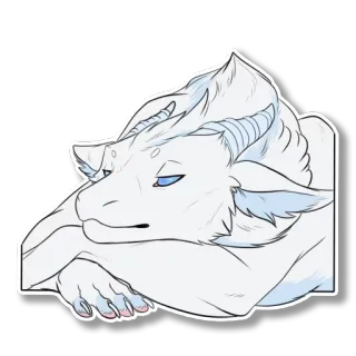 😔 dragão, branco, sonolento, fofo, criatura fantástica, réptil telegram sticker
