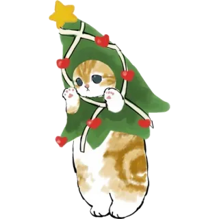 🎄 кот, рождество, дерево, милый, животное telegram sticker