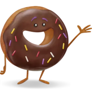 🙋 пончик, шоколад, посыпка, мультфильм, еда, десерт telegram sticker