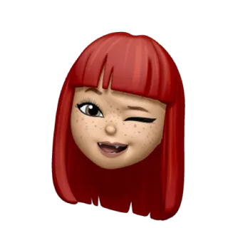 😉 Emoji, Donna, Capelli rossi, Faccia, Avatar, Occhiolino, Cartone animato telegram sticker