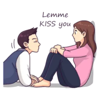😚 Lemme KISS you bacio, amore, romantico, coppia, cartoni animati telegram sticker