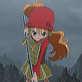 🍊 03 Anime, Dibujos animados, Chica, Soldado, Casco, Manga, Ilustración telegram sticker