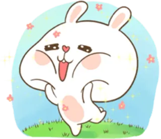 ❤ rabbit, cartoon, cute, sticker, animal telegram sticker