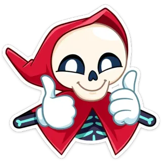 👍 scheletro, morte, tristo mietitore, pollice in su, cartone animato, adesivo telegram sticker