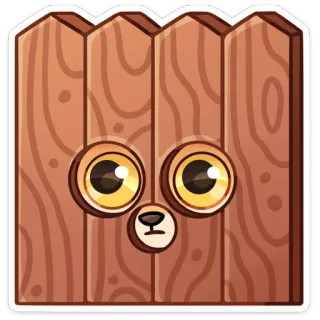 👀 kartun, kayu, pagar, hewan, beruang whatsapp sticker