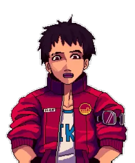 😯 pixel art, anime, ritratto, giacca, scioccato telegram sticker