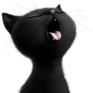😣 kot, ziewanie, czarny kot, zwierzę, słodki, kreskówka whatsapp sticker