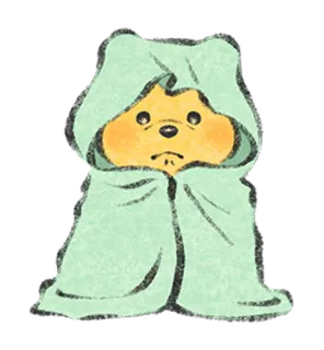 🧁 동물, 귀여운, 만화, 담요, 슬픈, 졸린 telegram sticker