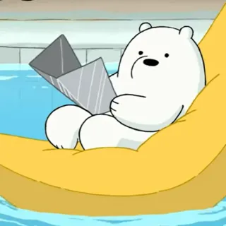🍌 Ice Bear We Bare Bears Мультфильм, Медведь, Чтение, Бассейн, Белый медведь, Мы обычные медведи whatsapp sticker