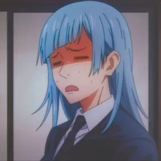 👾 anime, character, blue hair, suit telegram sticker