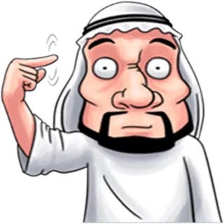 😳 arab, muslim, middle east, cartoon, man, finger gesture telegram sticker