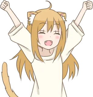 🙌 Anime, Mèo, Cô gái, Vui vẻ, Kawaii, Dễ thương telegram sticker