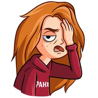 🤦‍♀️ РАНХ cartoon, girl, exhausted, tired, annoyed telegram sticker