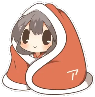 🙂 Cartoon, Anime, Süß, Kawaii, Rot, Decke, Mit Kapuze telegram sticker