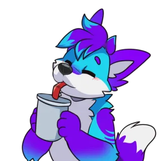 🥤 animal, peludo, antropomórfico, bebiendo, dibujos animados, bebida telegram sticker