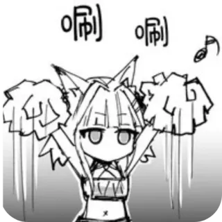 👍 唰唰 Anime, Cheerleader, Schattig, Katmeisje, Cartoon telegram sticker