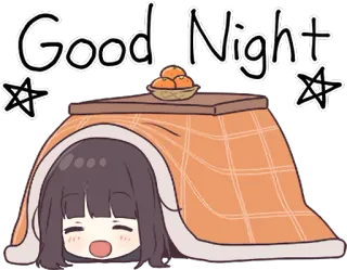 😴 Good Night good night, anime, girl, sleep, stars, kotatsu telegram sticker