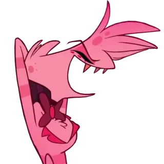 😄 Angel Dust Hazbin Hotel animacja, demon, kreskówka, różowy, zły, postać telegram sticker