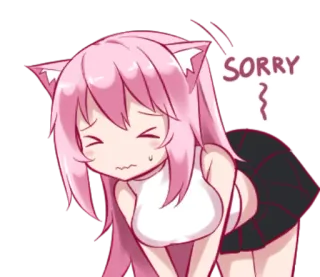 😖 SORRY Anime, Fille chat, Mignon, Kawaii, Excuse, Désolé telegram sticker