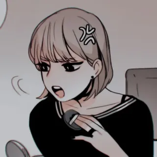 ✖️ Anime, Cartoon, Wütend, Weiblich, Make-up telegram sticker
