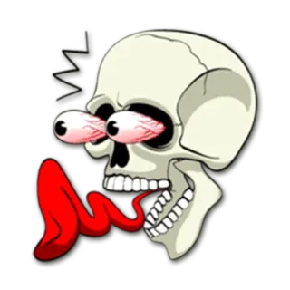👀 crâne, yeux, langue, dessin animé, horreur whatsapp sticker