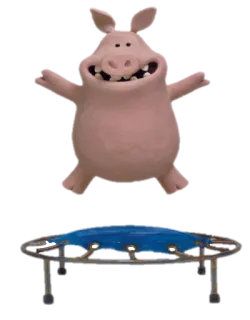 🐽 maiale, trampolino, animale, salto, cartoni animati telegram sticker