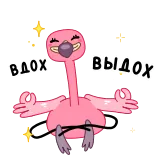 🧘 вдох выдох flamingo, meditação, yoga, relaxar, animal, pássaro, desenho animado telegram sticker