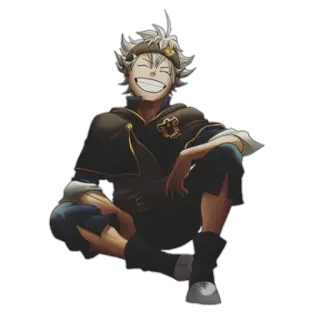 😁 Asta Black Clover anime, black clover, asta, smiling, sitting, manga, character whatsapp sticker