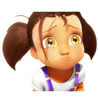☹️ dessin animé, fille, triste, enfant, contrarié(e), nattes telegram sticker