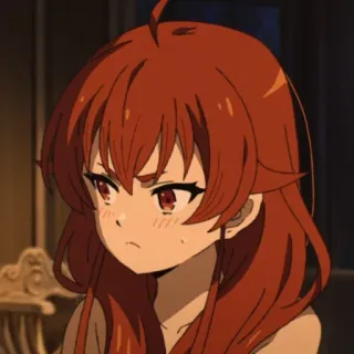 😕 anime, cô gái, tóc đỏ, hoạt hình telegram sticker