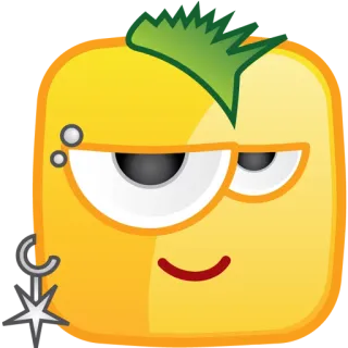 😏 yellow, cartoon, character, emoji, square, face telegram sticker
