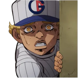 😨 anime, cartoon, baseball, sweating, scared, character telegram sticker