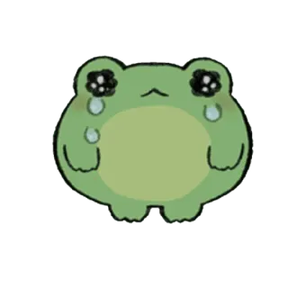 😀 개구리, 슬픈, 우는, 초록색, 동물, 밈 telegram sticker